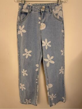 Knee Deep Denim light wash jeans retro 70s floral SZ SM